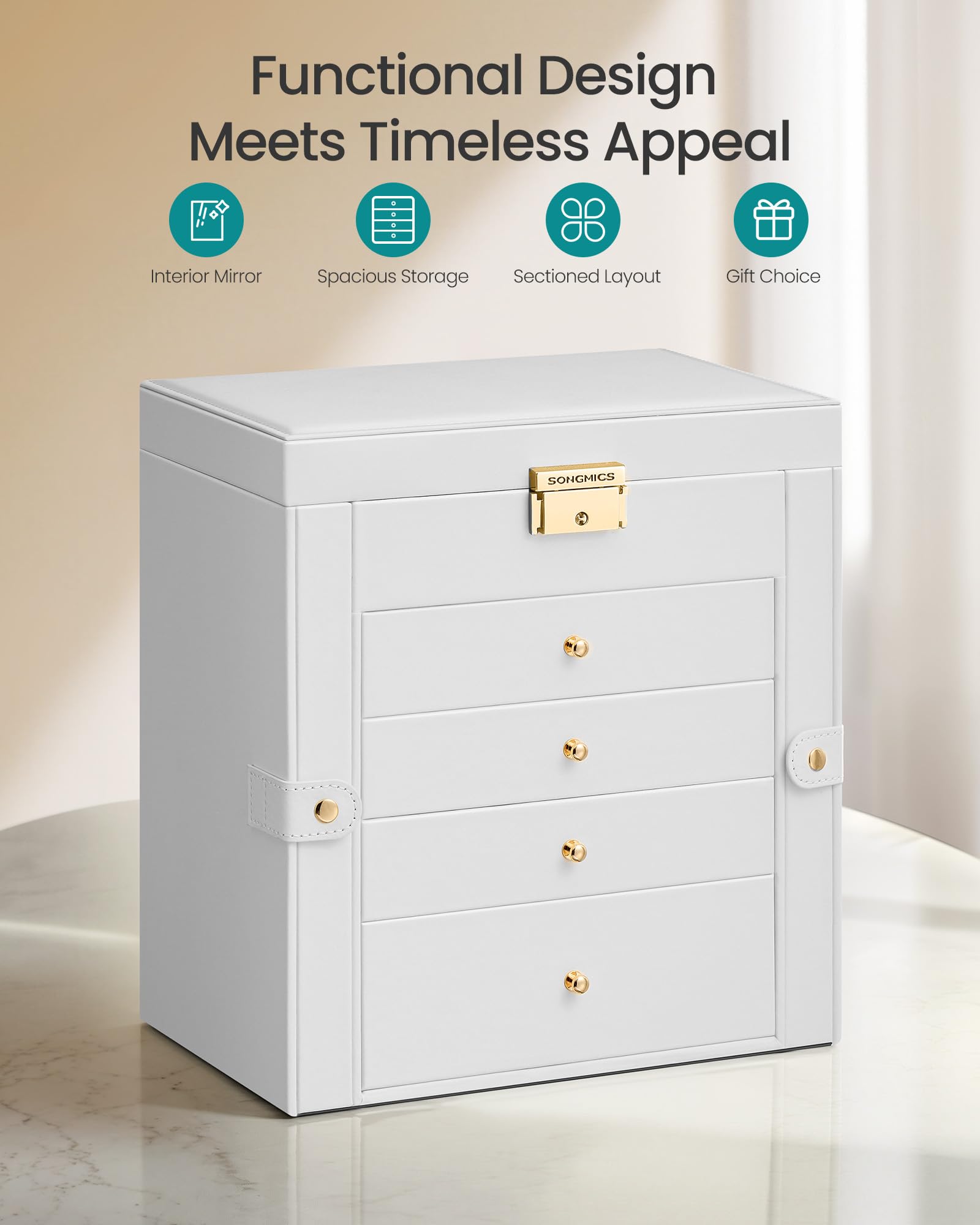 Amazon.com: SONGMICS Jewelry Box Organizer, 5-Layer with 4 Drawers